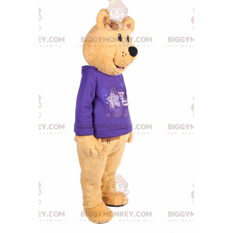 Bear BIGGYMONKEY™ Mascot Costume with Purple Sweater –