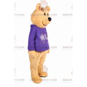 Traje de mascote Bear BIGGYMONKEY™ com suéter roxo –