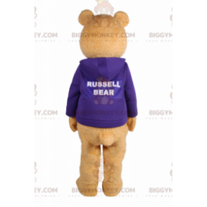 Bear BIGGYMONKEY™ Mascot Costume with Purple Sweater -