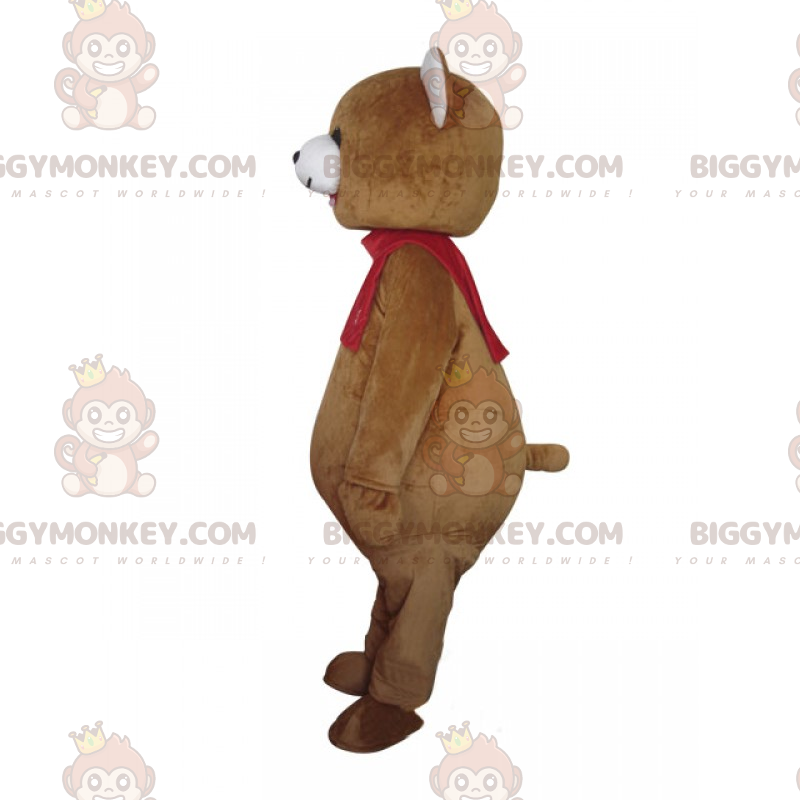 Στολή μασκότ αρκούδας BIGGYMONKEY™ με κόκκινο κασκόλ -