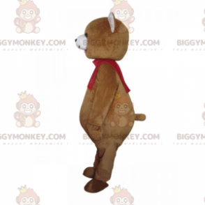 BIGGYMONKEY™ karhun maskottiasu punaisella huivilla -