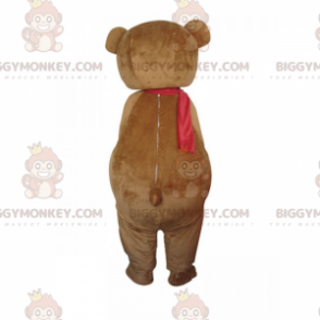 BIGGYMONKEY™ Bären-Maskottchen-Kostüm mit rotem Schal -