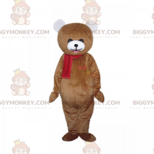 BIGGYMONKEY™ Costume da mascotte orso con sciarpa rossa -