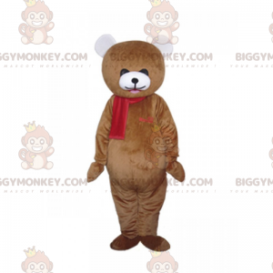 Traje de mascote de urso BIGGYMONKEY™ com lenço vermelho –