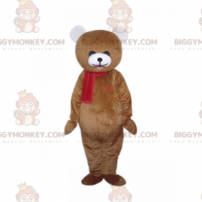 BIGGYMONKEY™ Bären-Maskottchen-Kostüm mit rotem Schal -