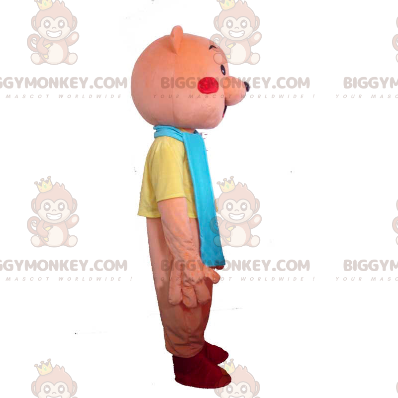 BIGGYMONKEY™ Pink Cub-maskotkostume med fuldt outfit og blåt