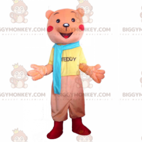 BIGGYMONKEY™ Pink Cub μασκότ στολή με πλήρη στολή και μπλε