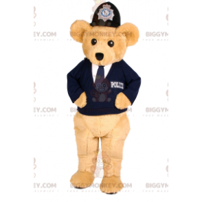 BIGGYMONKEY™ mascottekostuum beige welp in politieoutfit -
