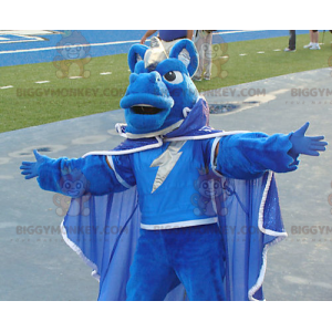 Costume de mascotte BIGGYMONKEY™ de cheval bleu habillé d'une