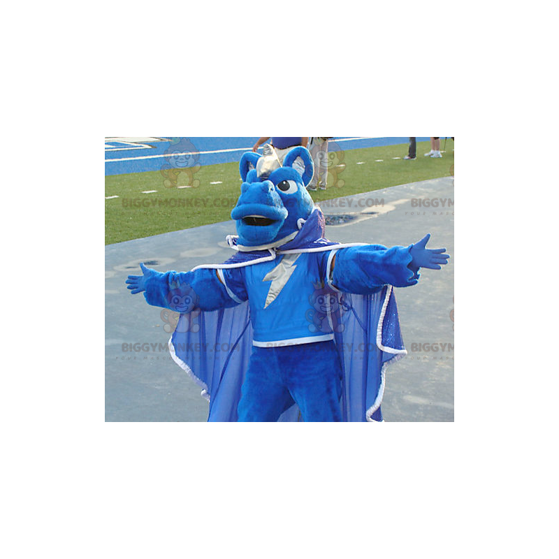 Blue Horse BIGGYMONKEY™ Mascot Costume Dressed With Cape -