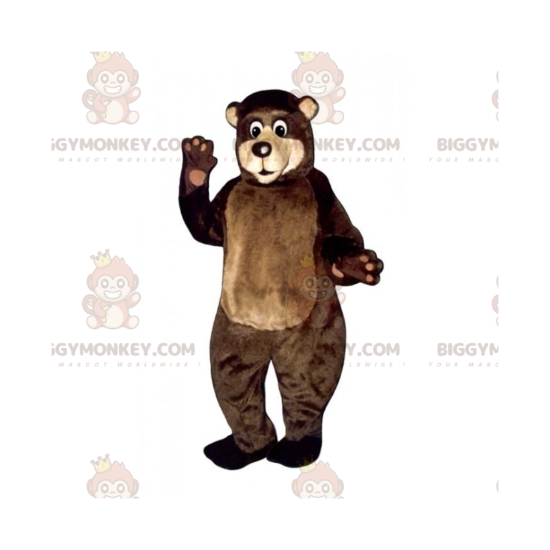 BIGGYMONKEY™ Mascot Costume Brown Bear Cub with Beige Face –