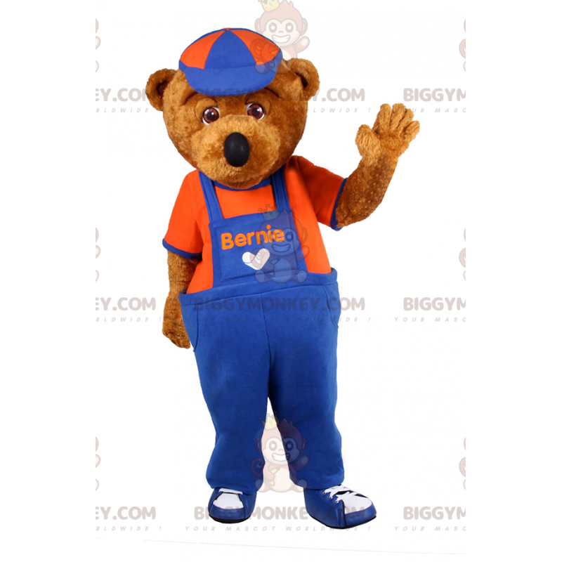 Costume de mascotte BIGGYMONKEY™ d'ourson en salopette et