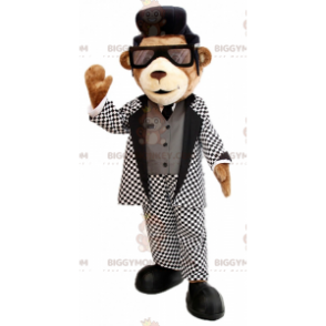BIGGYMONKEY™ Bären-Maskottchen-Kostüm im Elvis-Outfit -