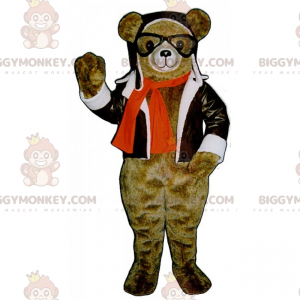 BIGGYMONKEY™ Bären-Maskottchen-Kostüm im Piloten-Outfit -