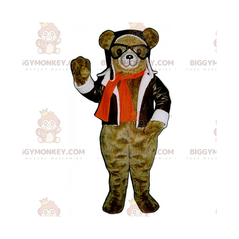 BIGGYMONKEY™ Bear Mascot Costume In Pilot Outfit –