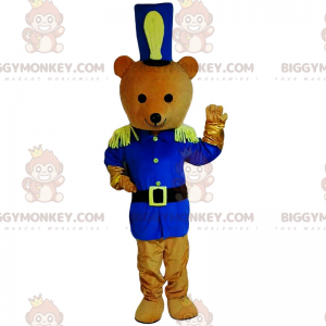 BIGGYMONKEY™ Bären-Maskottchen-Kostüm im blauen Soldaten-Outfit