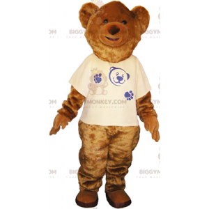 Costume de mascotte BIGGYMONKEY™ d'ourson marron avec teeshirt