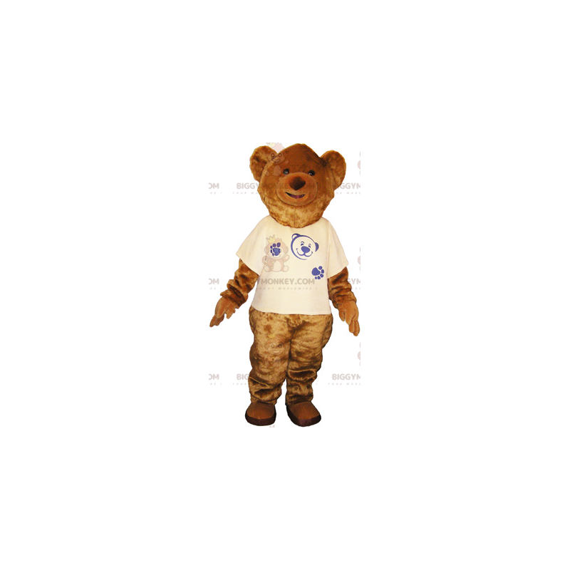 Costume de mascotte BIGGYMONKEY™ d'ourson marron avec teeshirt