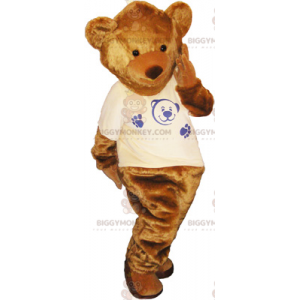Costume de mascotte BIGGYMONKEY™ d'ourson marron avec teeshirt