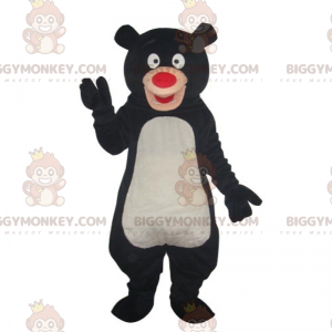 BIGGYMONKEY™ mascottekostuum met rode neus en zwarte beer -