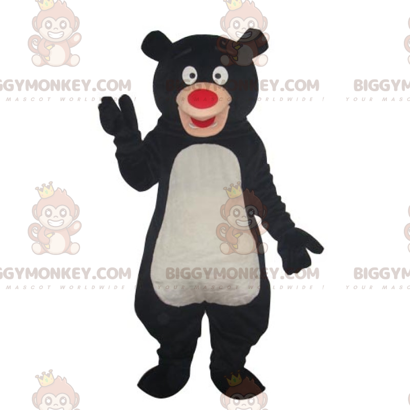 BIGGYMONKEY™ maskotdräkt för svart björn med röd nos -