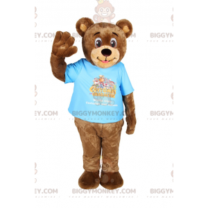 Smilende bjørn BIGGYMONKEY™ maskotkostume med t-shirt -