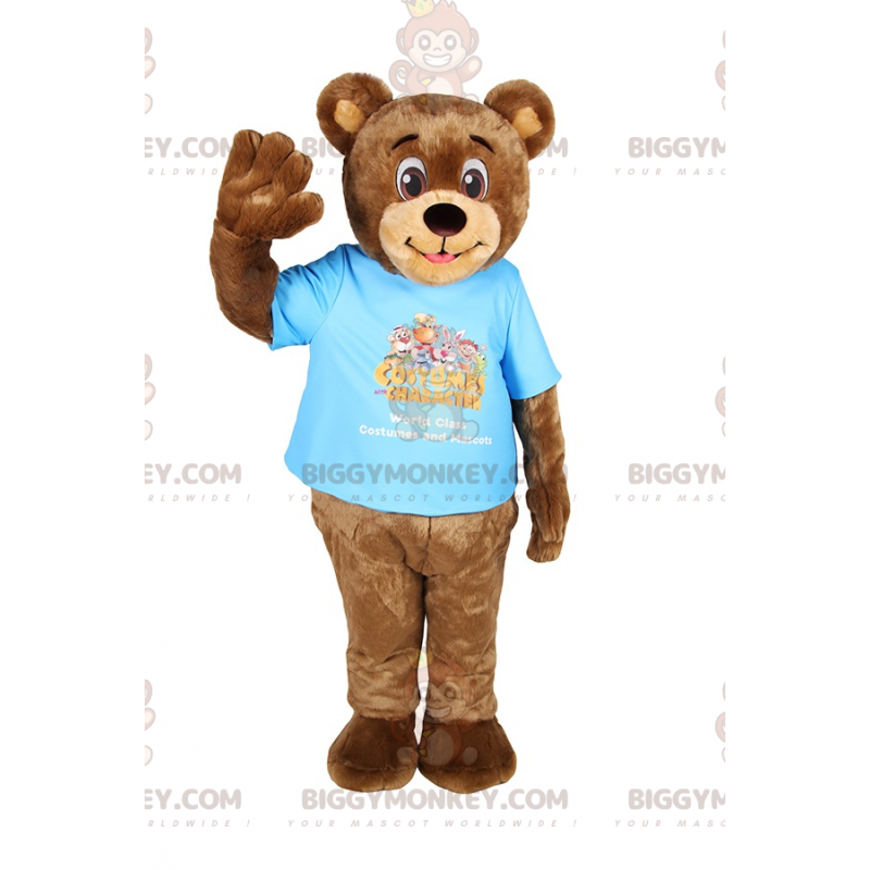 Kostým s usměvavým medvědem BIGGYMONKEY™ maskot s tričkem –