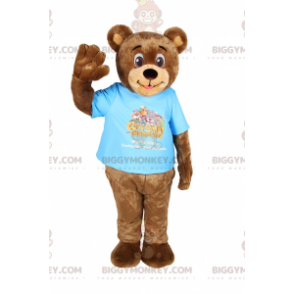 Lächelnder Bär BIGGYMONKEY™ Maskottchen-Kostüm mit T-Shirt -