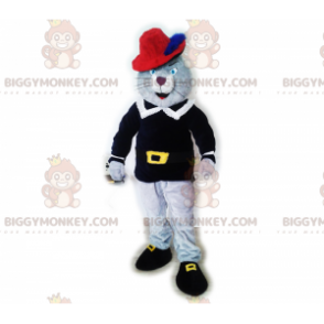 Traje de mascote do Gato de Botas Cinza BIGGYMONKEY™ –