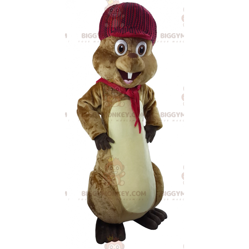 Bonito disfraz de mascota marmota marrón BIGGYMONKEY™ -