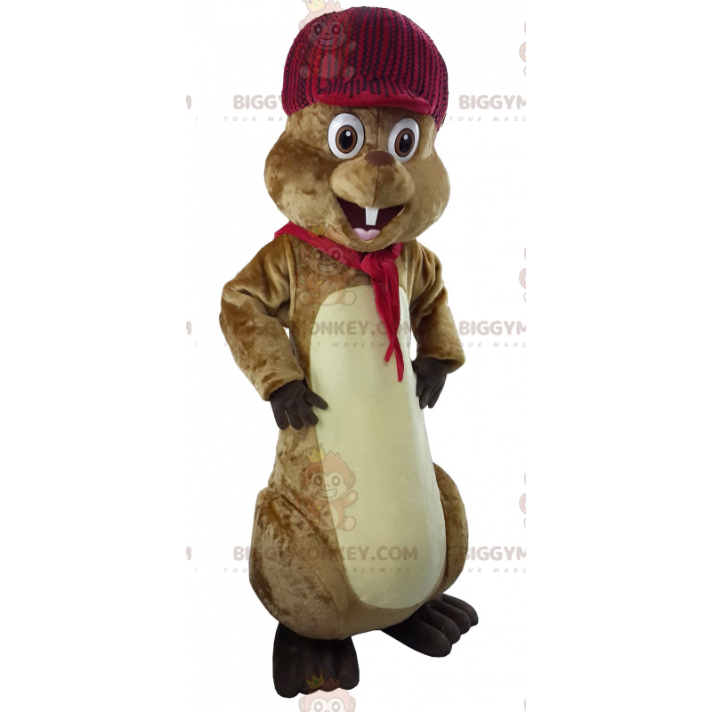 Jolie Costume de mascotte BIGGYMONKEY™ de marmotte marron -