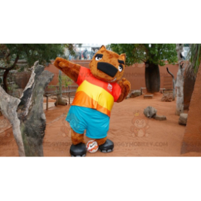 Costume de mascotte BIGGYMONKEY™ d'ours de marmotte marron en