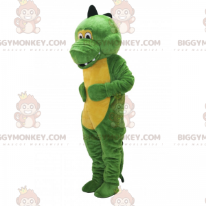BIGGYMONKEY™ maskotkostume af en yndig grøn og gul dinosaur -