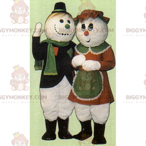 BIGGYMONKEY™ Duo Mascot Costume - Snowman Couple -