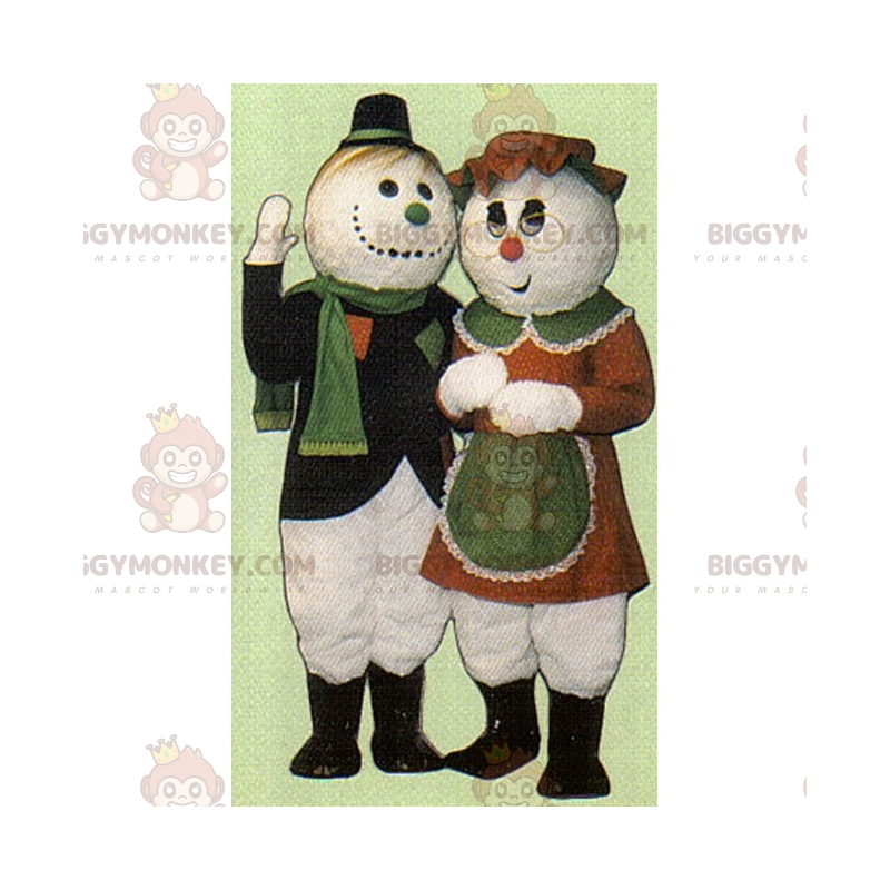 BIGGYMONKEY™ Duo Mascot Costume - Snowman Couple -