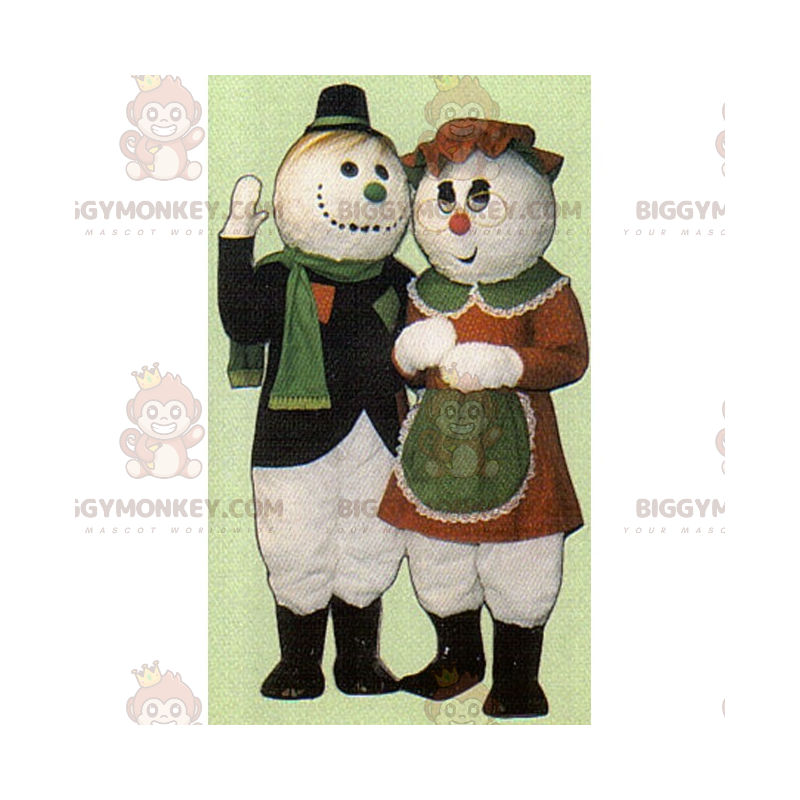 BIGGYMONKEY™ Duo-Maskottchen-Kostüm – Schneemann-Paar -