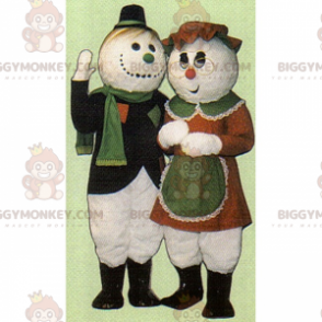 BIGGYMONKEY™ Duo Mascot Costume - Snowman Couple –