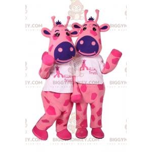 Costume da mascotte BIGGYMONKEY™ duo di pelle bovina rosa e