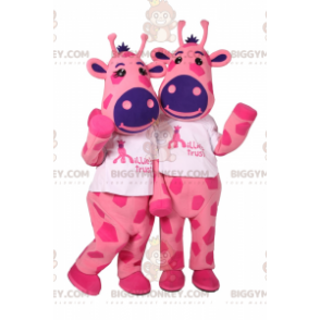 Kostým maskota BIGGYMONKEY™ duo z růžové hovězí kůže a modrého