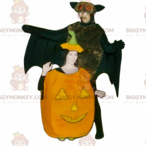 BIGGYMONKEY™ Halloween Duon maskottiasu - kurpitsa ja lepakoita