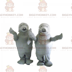 BIGGYMONKEY™ Duo grå søløve maskot kostume - Biggymonkey.com