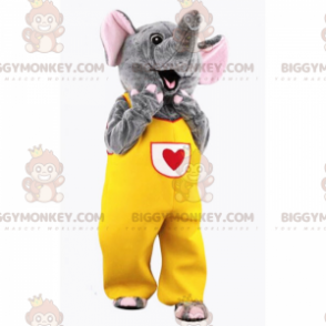 Στολή μασκότ ελέφαντα BIGGYMONKEY™ σε κίτρινη φόρμα με καρδιά -