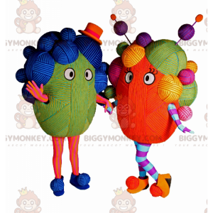 BIGGYMONKEY™ mascot costume in multicolored balls of yarn –