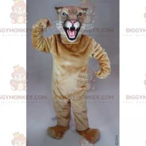 BIGGYMONKEY™ Costume da mascotte felino abbronzato arrabbiato -