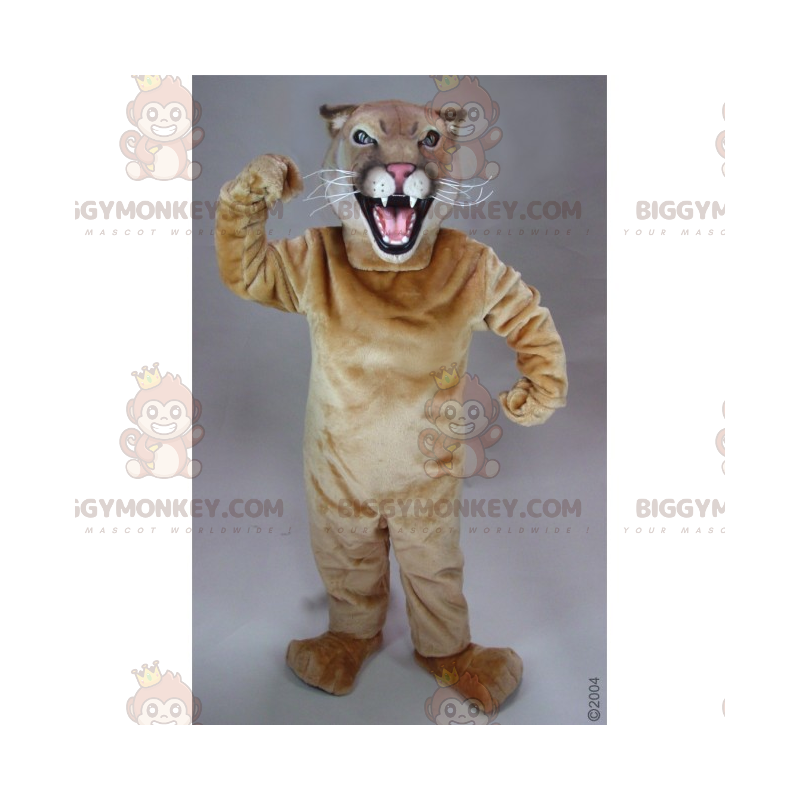 BIGGYMONKEY™ Costume da mascotte felino abbronzato arrabbiato -