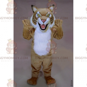 BIGGYMONKEY™ feline beige og hvid maskotkostume -