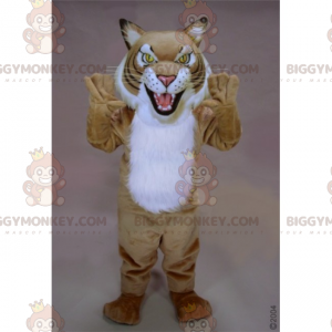 BIGGYMONKEY™ katzenartiges beige-weißes Maskottchenkostüm -