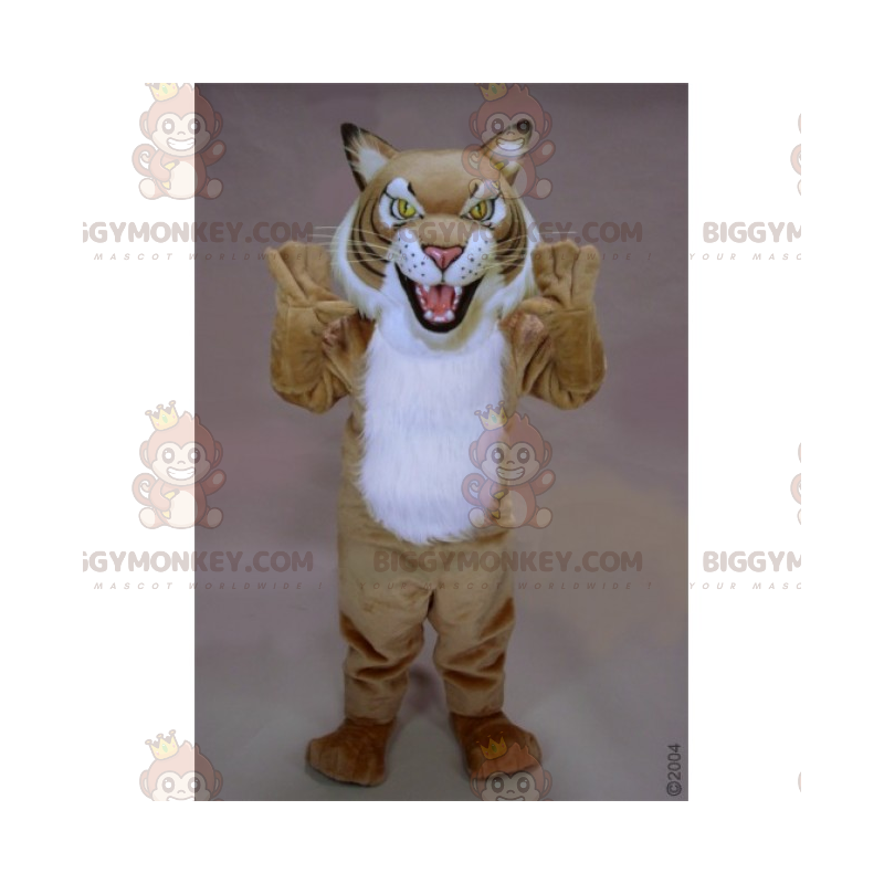 BIGGYMONKEY™ feline beige and white mascot costume –