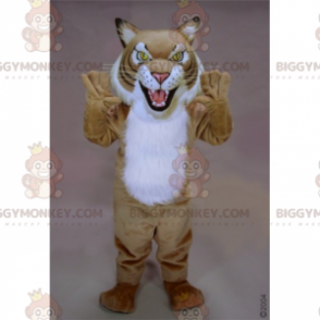 BIGGYMONKEY™ feline beige og hvid maskotkostume -