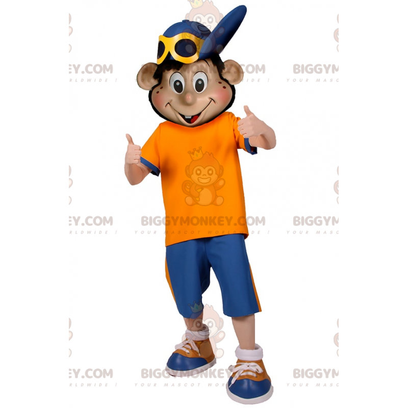 BIGGYMONKEY™ mascottekostuum voor jongens met blauwe muts -
